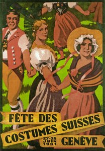 Poster pubblicitario per la Fête des Costumes Suisse a Ginevra